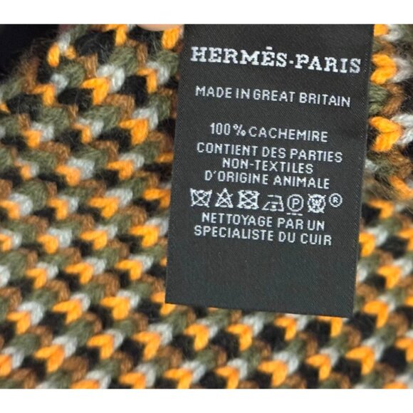 Hermès-Paris 100% Cashmere Multicolor Knit Tube Scarf Made In Great Britain - Picture 6 of 6